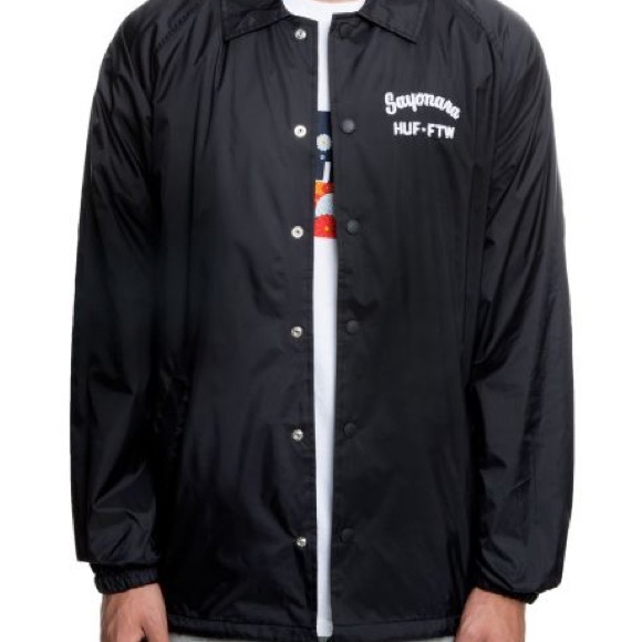 HUF SAYONARA EMBROIDERED COACHES JACKET IN BLACK - Picture 10 of 12